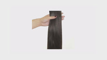 Load and play video in Gallery viewer, ESPRESSO (3) HUMAN PONYTAIL CLIP IN HAIR EXTENSIONS 16 / 20 INCH  **THICK***
