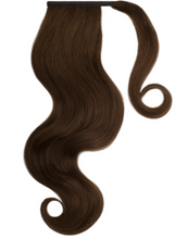 Load image into Gallery viewer, CHOCOLATE BROWN (4) HUMAN PONYTAIL CLIP IN HAIR EXTENSIONS 16 / 20 INCH  **THICK***
