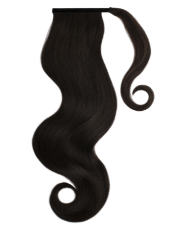 NATURAL BLACK (1) HUMAN PONYTAIL CLIP IN HAIR EXTENSIONS 16 / 20 INCH  **THICK***