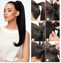 Load image into Gallery viewer, ESPRESSO (3) HUMAN PONYTAIL CLIP IN HAIR EXTENSIONS 16 / 20 INCH  **THICK***
