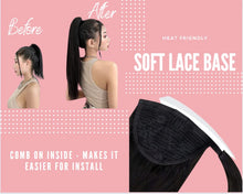 Load image into Gallery viewer, NATURAL BLACK (1) HUMAN PONYTAIL CLIP IN HAIR EXTENSIONS 16 / 20 INCH  **THICK***
