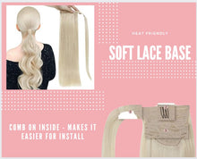 Load image into Gallery viewer, LIGHTEST BLONDE (22) HUMAN PONYTAIL CLIP IN HAIR EXTENSIONS 16 / 20 INCH  **THICK***
